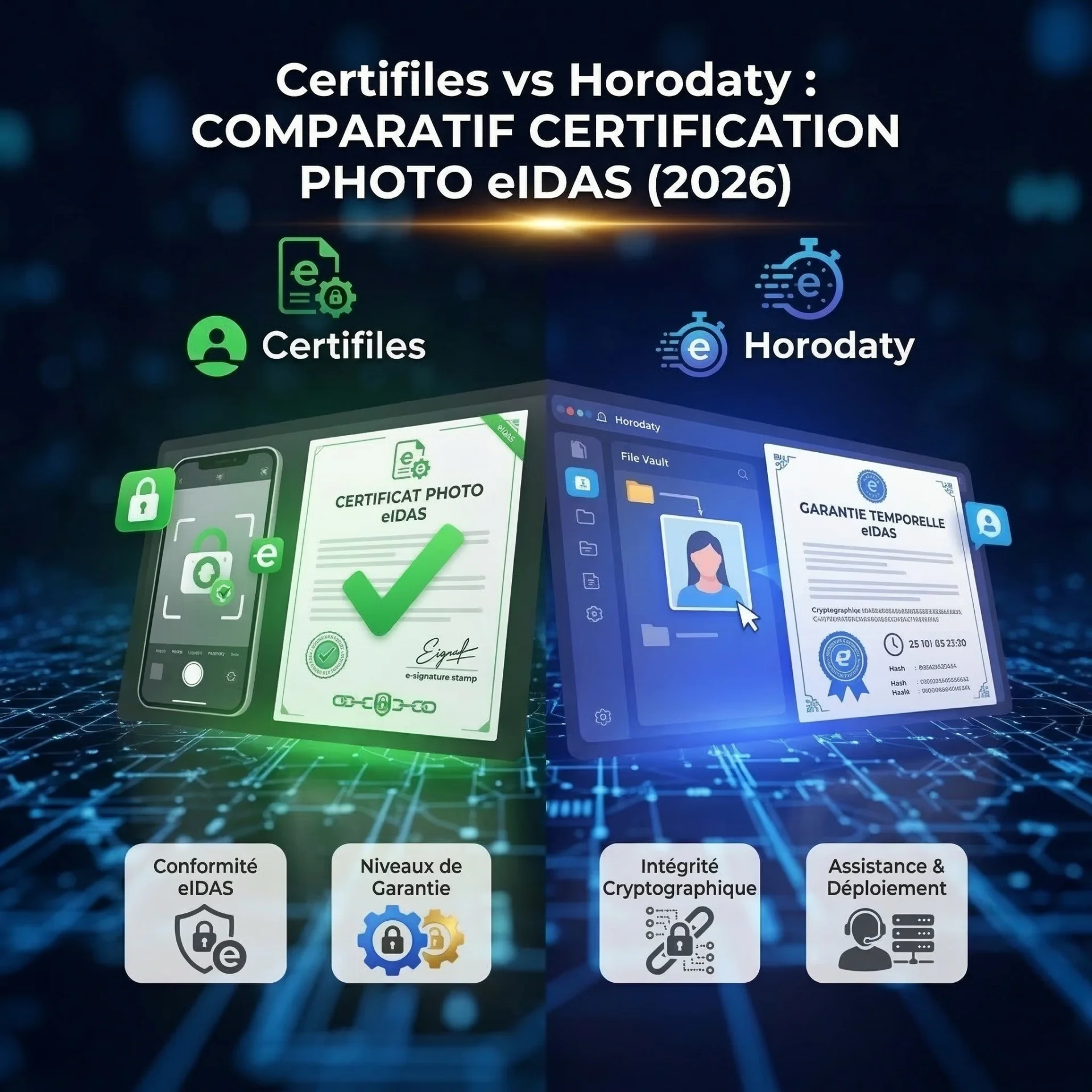 Certifiles vs Horodaty : comparatif certification photo eIDAS (2026)